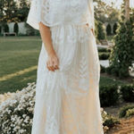 Baltic Born  The Leon White Off Shoulder Maxi Dress Lace Crochet Size XL Photo 0
