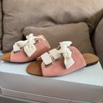 Sole Society Marinn Pink Coral Dust lace up suede slide Sandals ivory 6.5 NIB Photo 1
