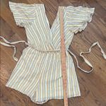 Altar'd State  Yellow, Grey and White Striped Romper Lined Photo 10