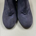 Lucky Brand  Pexton Suede Leather Boots Zip Floral Moroccan Blue Ankle Bootie 7.5 Photo 5