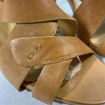 Nine West Camel Leather Kitten Heel Newbryonie Slingback Sandals Size 8.5M Tan Photo 2