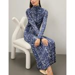 Marie Oliver  Blue and White Midi Dress Photo 3