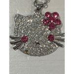 Hello Kitty  Necklace Silver Rhinestone Pendant Pink Bow Y2K Kawaii‎ Photo 2