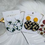 Set of Four Stylish Fashion Earrings, floral prints Photo 1