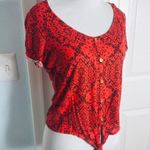 Charlotte Russe Red Bandana Pattern Tie Front Casual Top Size Medium Photo 2
