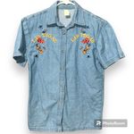 Vintage Bay Beauty size medium blue denim button up gambling Las Vegas 90's pads Photo 10