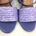 Bamboo New  Maddy Braided Raffia Open Toe Strap Block Heel Sandals Lavender Size 9 Photo 6