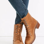 Madewell  Leather Lace Up Boots Lug Sole Size 6 Tan Photo 0