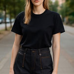 Unique Vintage Unique‎ Vintage Denim Shorts High Waist Stretch Black w/ Pockets Size L Photo 0