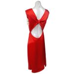 ZARA NEW  Red Satin Silk Sleeveless Deep V Neck Slit Cutout Back Maxi Dress Sz L Photo 2