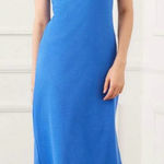 Karen Kane  cornflower Blue ribbed cotton blend Midi Dress. Size Medium. NWT. Photo 0