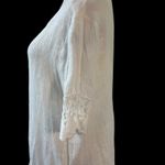 LUNGO LARNO Top Womens M 100% Linen Crochet Trim White Boho Peasant Cottage Core Size M Photo 7