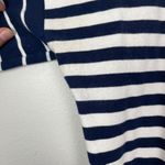 J.Crew  Woman's Sz M Navy Blue and‎ White Striped Shift Shirt Dress 3/4 Sleeve Photo 3