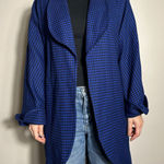 Vintage 100% Wool Blue Black Plaid Blazer Jacket with Shoulder Pads Size XXL Photo 0