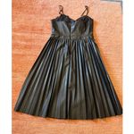 EXPRESS  Black Faux Leather Pleated Dress Lace Trim Size S/M Photo 8