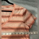 Madewell NWOT Size L Burgundy Pink Striped V Neck Short Sleeve Cotton Tee Shirt Photo 9