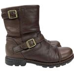 UGG  Australia Women 1971 Brown Leather Biker Boots Size 3 shearling lining Photo 12