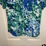 Allison Daley  Green/Blue Print Scoop Neck Short Sleeve Top M Photo 5