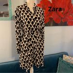 ZARA New NWT  Black & White Geometric Printed Belted Dress Size S Small Boho Photo 1