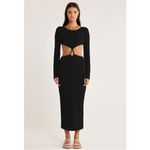 Rumer Oasis Black Ribbed Cut Out Long Sleeve Dress Large NWT‎ Photo 3