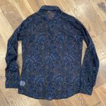 Eddie Bauer Womans Blue Sheer Paisley Button Up Shirt Size XS Photo 6