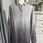 Chelsea & Theodore Long Sleeve Grey Dip Dye Button Front Womens S Blouse Tunic Gray Photo 14