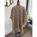Ralph Lauren Lauren  Ruana Wrap Coat Wrap Shawl Beige White Plaid One Size OS NWT Photo 3