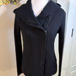 James Perse Black Hooded Asymmetrical Zip Jacket Soft Cotton Blend~Small 💛 Photo 2