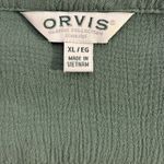 Orvis  Short Sleeveless Blouse Women's XL Rayon Crepe‎ V-Neck Button Front Green Photo 8