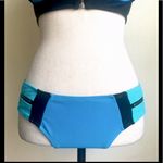 Top Melon Retro Bikini Swimsuit: Duo-chrome Blues & Black Straps Bikini Swimsuit, Sz. L Photo 5
