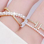 Boutique NEW Dainty Women's 14k Gold Filled‎ Bar Pearl Ring, Adjustable Photo 0