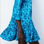 ZARA  FLORAL PRINT MINI DRESS Flounced Hem Blue Size S New Photo 9