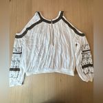 Free People  give him the cold shoulder gold beaded ivory long sleeve top XS 2127 Photo 5