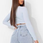 Boohoo Blue CutOut Crop Top Photo 3
