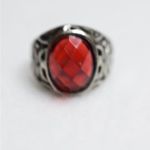 Source Unknown Eye Catching Red Oval Cut Glass Stone Engraved Silver Tone Band Sizes 11 13 Ring Photo 1