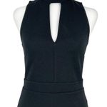 EXPRESS Black High Neck Keyhole Midi Dress with Front Slit Size 6 Photo 2