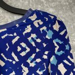 Patterson J Kincaid (PJK) Women's Blue Leather Trim Blouse Photo 1