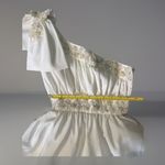 Mike Benet White Formal Gown One Shoulder Beaded Bodice Vintage 60 70 Dress 8 Blue Photo 9