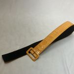 Yellow crocodile patent leather wide belt woman’s size S/M Photo 1