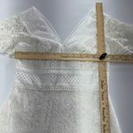 Eliza J Dress Womens 4 White Lace Plunge V Neck Flutter Sleeve Mini Bridal Photo 7