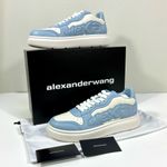 Alexander Wang  Puff Pebble Leather Logo Low Top Sneakers Blue White EU 39 NEW Photo 1