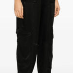 Ganni Black Washed Satin Pocket Pants Size 36 Photo 0