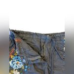 Johnny Was Hira Linen Shorts Gray Floral Embroidered Bohemian Drawstring XS Photo 3
