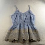 Savanna Jane Plus 1X Striped Embroidery Tank Top Bohemian Nautical Babydoll NEW Blue Photo 11