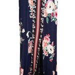 Three Pink Hearts Floral Halter Maxi Dress Pink Navy Front Slit Keyhole Back L Size undefined Photo 4