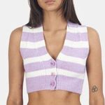 For Love & Lemons  Purple Stripe Sleeveless Cropped Sweater Vest Medium New Photo 11