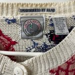 VTG Cape Isle Knitters Boho 80's Cottagecore Cardigan Sweater S Floral White Photo 3