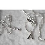 Source Unknown NIB Dainty Delicate 2 Silver Tone Link/Snake Chain Letter "A" 16"/18"  Necklaces Photo 2
