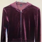 Only Hearts NYC | Velvet Full-Zip Hooded Lightweight Jacket in Burgundy Sz Small Photo 2