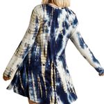 Umgee  Blue and White Bishop Sleeve Sweater Dress NWT L Photo 2